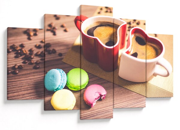 Obraz kávy a makronek (150x105 cm)