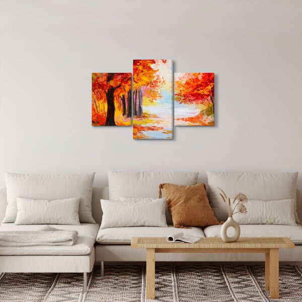 Obraz - Olejomaľba, farebná jeseň (90x60 cm)