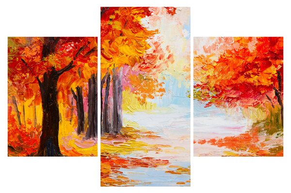 Obraz - Olejomaľba, farebná jeseň (90x60 cm)