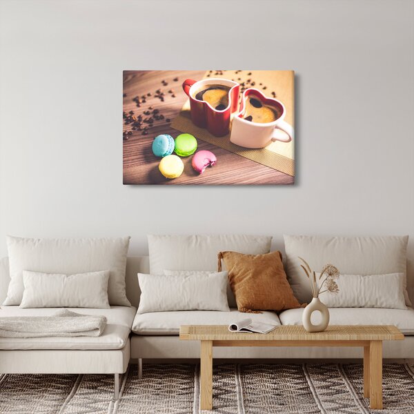 Obraz kávy a makronek (90x60 cm)