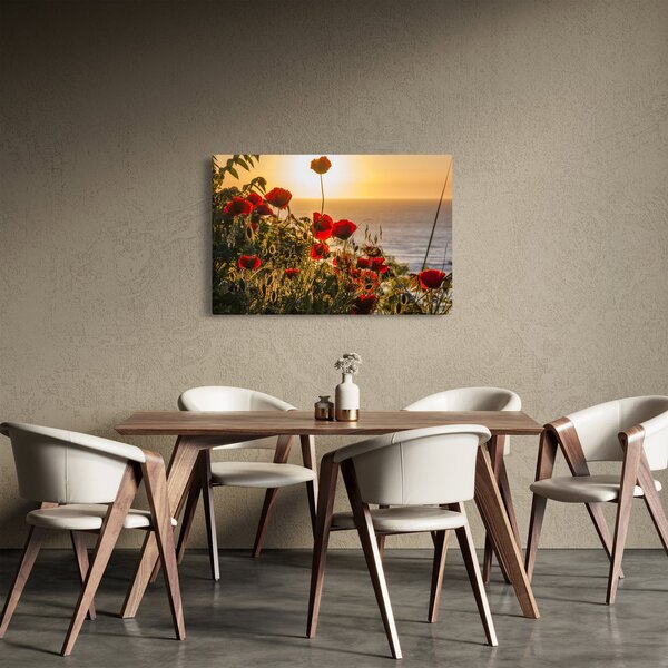 Obraz západu slnka s vlčími makmi (90x60 cm)