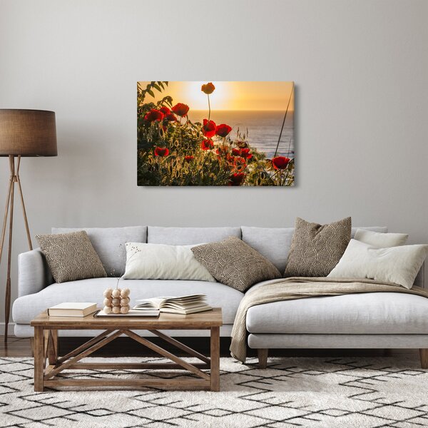 Obraz západu slnka s vlčími makmi (90x60 cm)