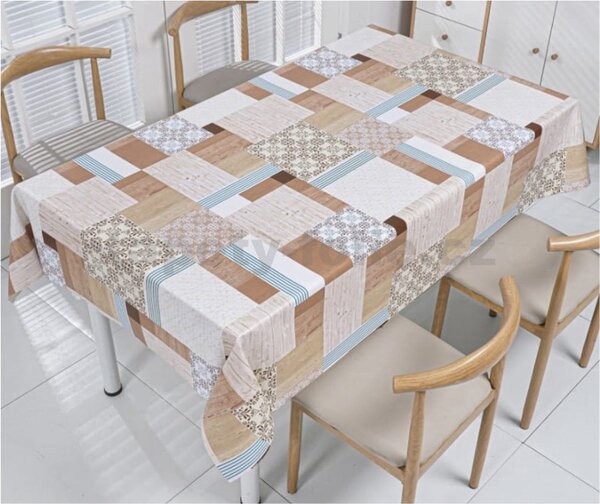 Obrus PVC 3581561, metráž, 20 m x 140 cm, patchwork hnedý, IMPOL TRADE