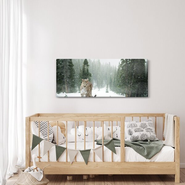 Obraz leoparda v snehu (120x50 cm)