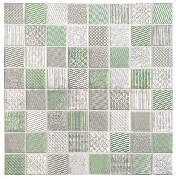 Samolepiace penové 3D panely XY-W04, cena za kus, rozmer 70 x 70 cm, mozaika zeleno-strieborná, IMPOL TRADE