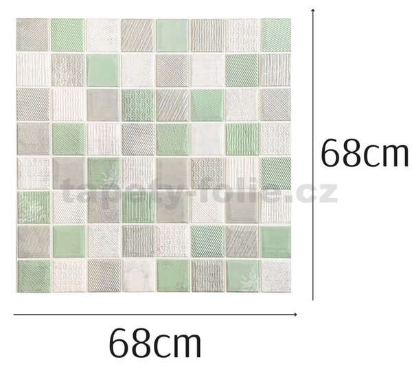 Samolepiace penové 3D panely XY-W04, cena za kus, rozmer 70 x 70 cm, mozaika zeleno-strieborná, IMPOL TRADE