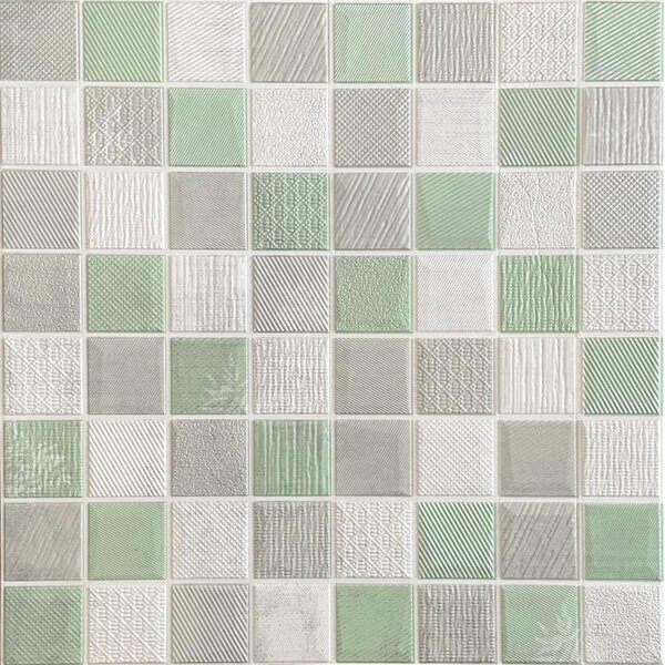 Samolepiace penové 3D panely XY-W04, cena za kus, rozmer 70 x 70 cm, mozaika zeleno-strieborná, IMPOL TRADE