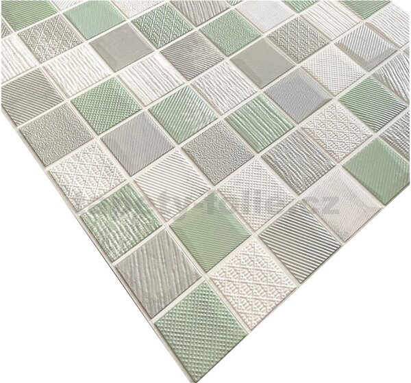 Samolepiace penové 3D panely XY-W04, cena za kus, rozmer 70 x 70 cm, mozaika zeleno-strieborná, IMPOL TRADE