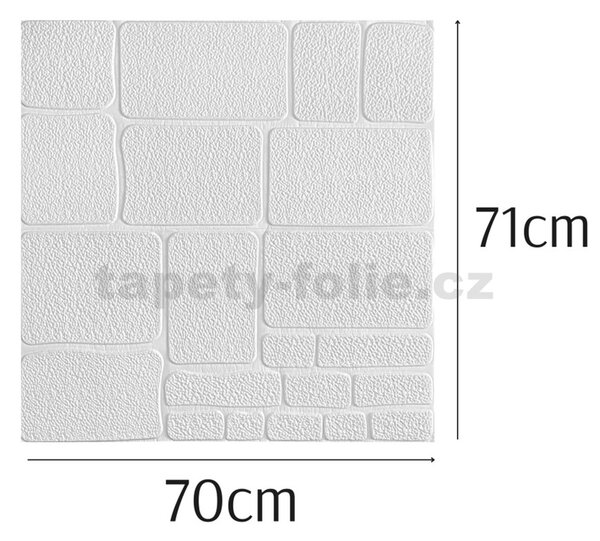 Samolepiace penové 3D panely WHITE F, cena za kus, rozmer 70 x 77 cm, kamene biele, IMPOL TRADE