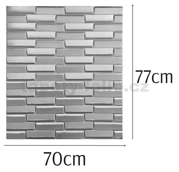 Samolepiace penové 3D panely SILVER, cena za kus, rozmer 70 x 77 cm, 3D obklad strieborný, IMPOL TRADE