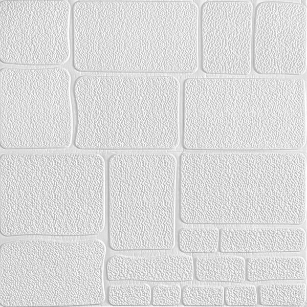 Samolepiace penové 3D panely WHITE F, cena za kus, rozmer 70 x 77 cm, kamene biele, IMPOL TRADE
