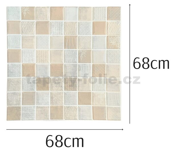 Samolepiace penové 3D panely XY-W03, cena za kus, rozmer 70 x 70 cm, mozaika hnedo-strieborná, IMPOL TRADE
