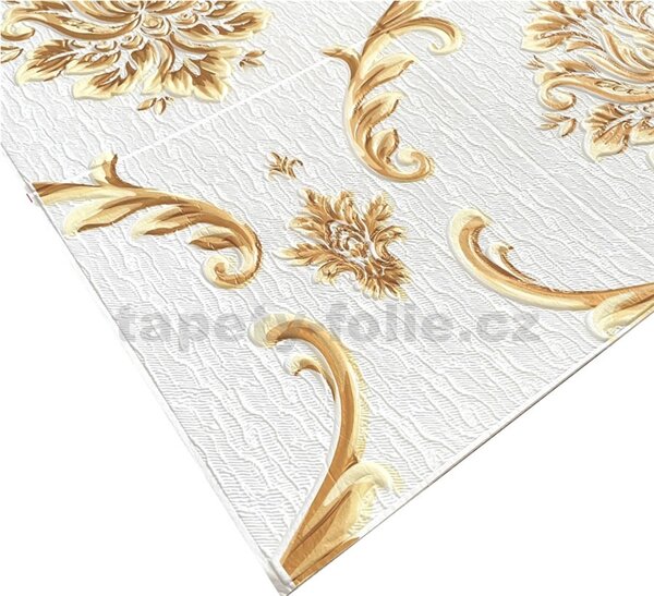Samolepiace penové 3D panely XY-A01, cena za kus, rozmer 70 x 70 cm, ornamenty béžovo-zlaté, IMPOL TRADE