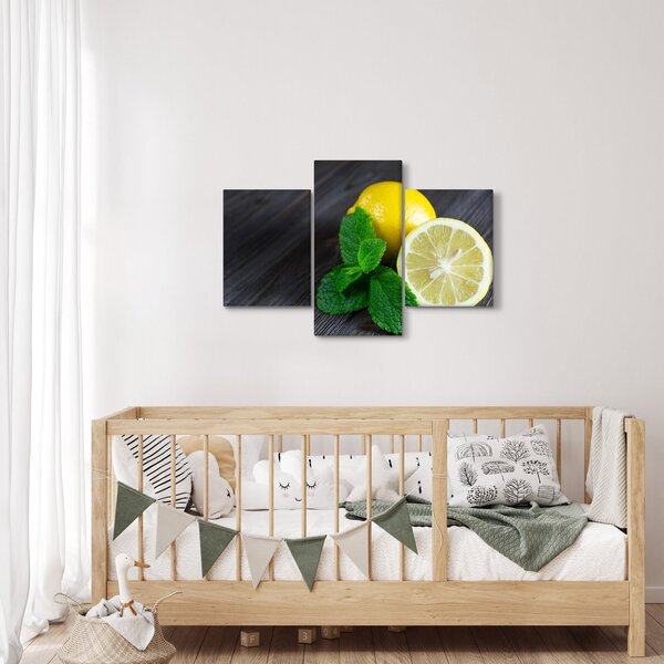 Obraz citrónov a mäty na stole (90x60 cm)