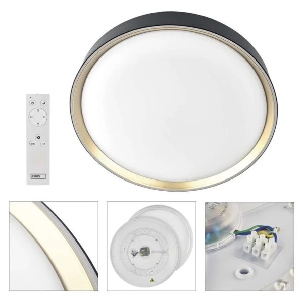 LED stmievateľné stropné svietidlo ILVI LED/30W/230V 2700-6500K pr. 40 cm čierna/mosadz+DO
