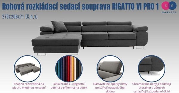 Rohová rozkladacia sedacia súprava RIGATTO VI PRO 1 Ľavá Béžová