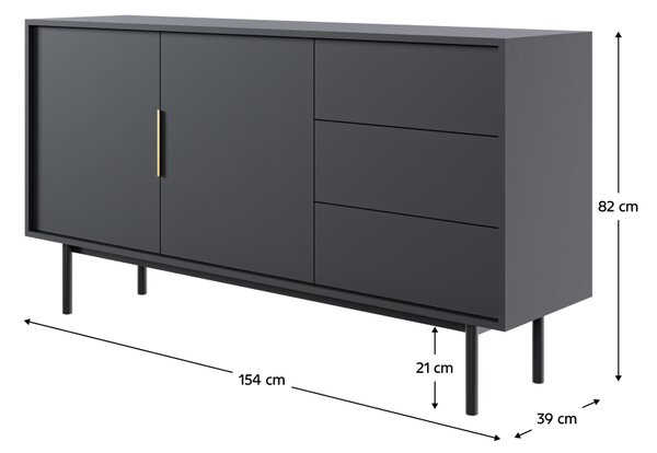 KONDELA Komoda, čierna/zlatá, VIVALA 2D3S