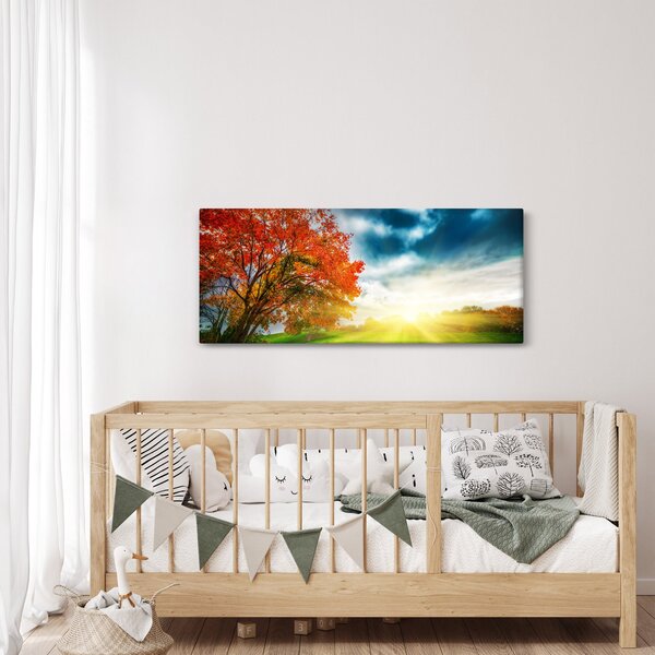 Obraz krajiny zaliate slnečným svitom (120x50 cm)
