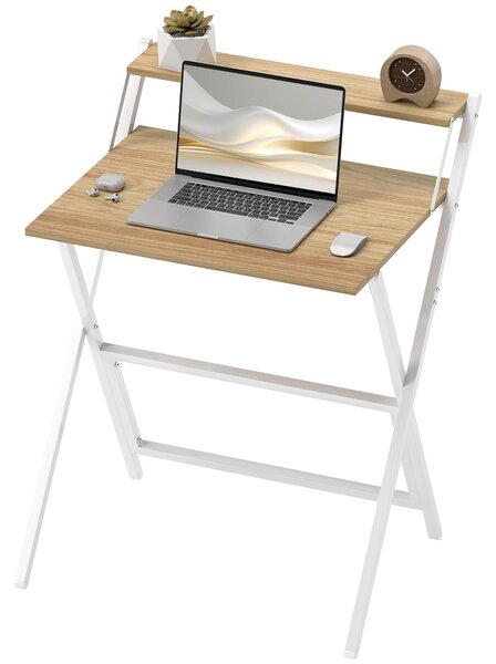 HOMCOM písací stôl s držiakom na monitor, výška 70 cm, skladací, kancelársky stôl pre prácu z domu