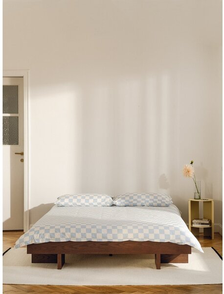 Hnedá dvojlôžková posteľ z MDF v dekore jaseňa bez čela s roštom 140x200 cm Kito – noo.ma