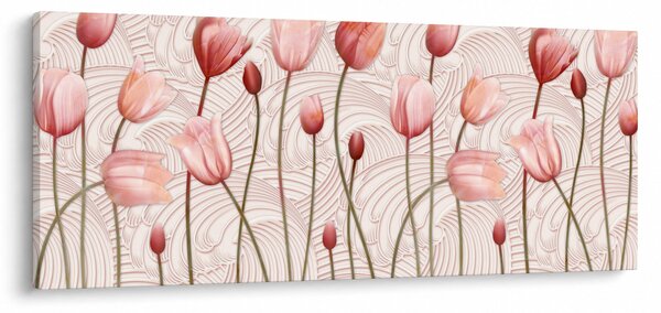 Obraz - Ružové tulipány (120x50 cm)