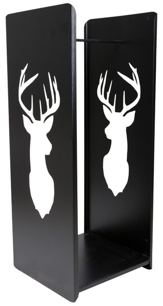 Kovový stojan na drevo Deer, 40x100 cm, čierna