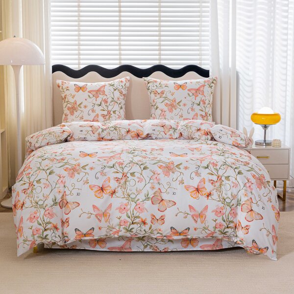 Obliečky z mikrovlákna ORANGE BUTTERFLY biele Rozmer obliečky: 2 ks 70 x 80 cm | 160 x 200 cm