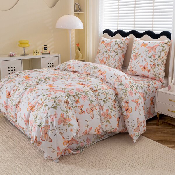 Obliečky z mikrovlákna ORANGE BUTTERFLY biele Rozmer obliečky: 2 ks 70 x 80 cm | 160 x 200 cm