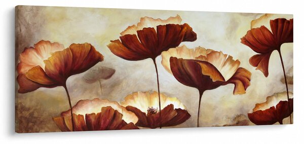 Obraz červených kvetov (120x50 cm)