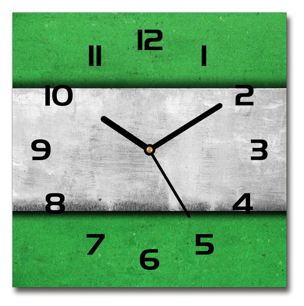 Sklenené hodiny štvorec Zelená múr