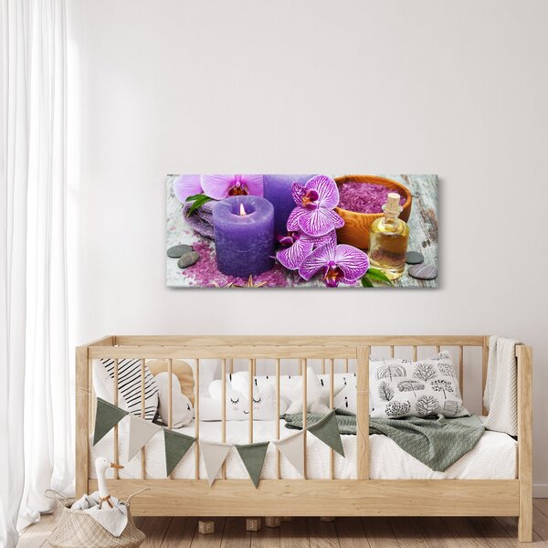 Obraz orchideí a sviečok (120x50 cm)
