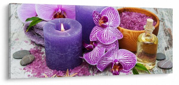 Obraz orchideí a sviečok (120x50 cm)