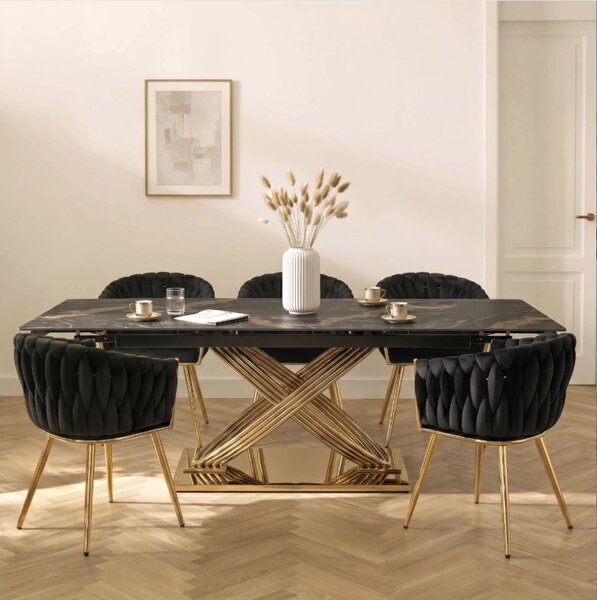 Keramický rozkladací stôl IBIZA 160-240 cm mramor/zlato
