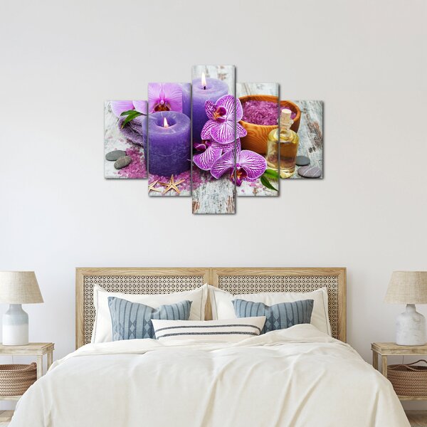 Obraz orchideí a sviečok (150x105 cm)