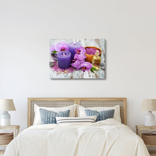 Obraz orchideí a sviečok (70x50 cm)