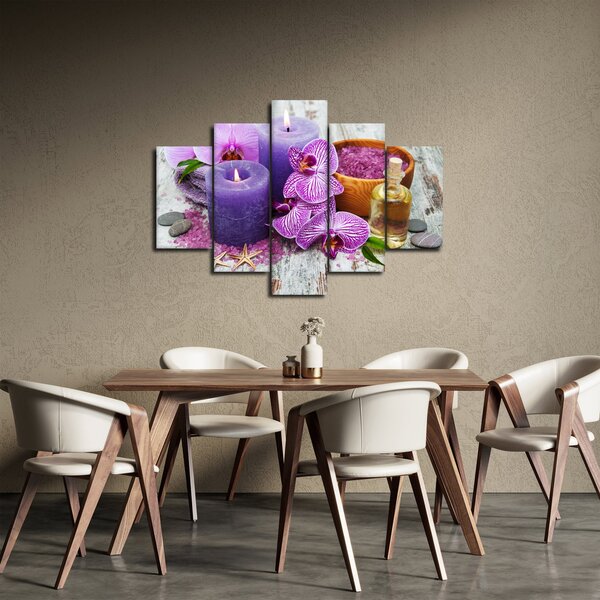 Obraz orchideí a sviečok (150x105 cm)