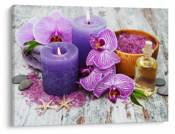 Obraz orchideí a sviečok (70x50 cm)