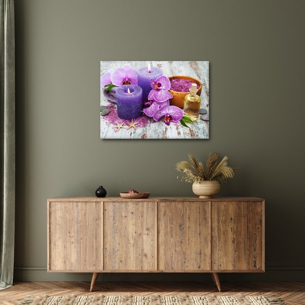 Obraz orchideí a sviečok (70x50 cm)