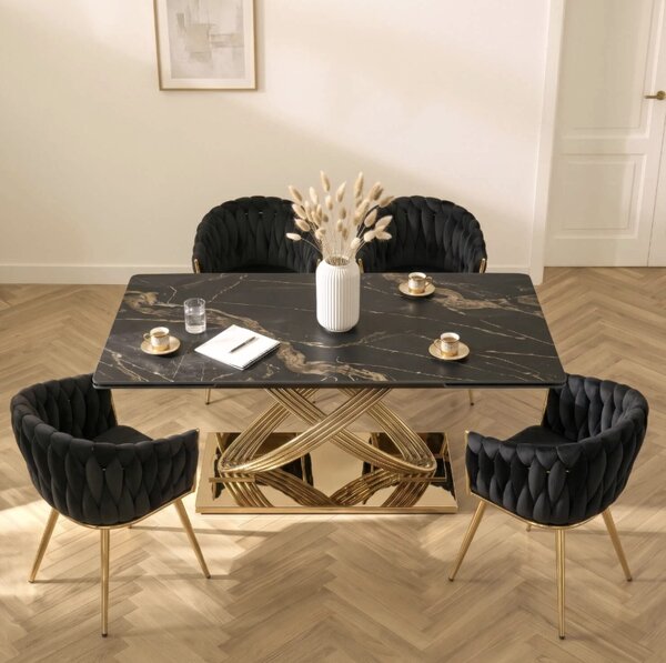 Keramický rozkladací stôl IBIZA 160-240 cm mramor/zlato