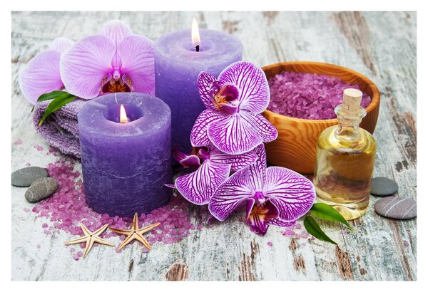 Obraz orchideí a sviečok (90x60 cm)