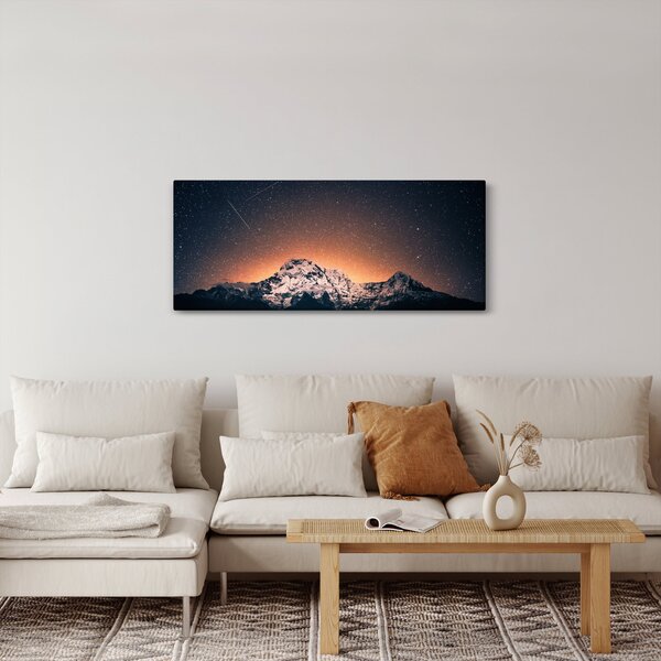 Obraz nočnej oblohy s horou (120x50 cm)