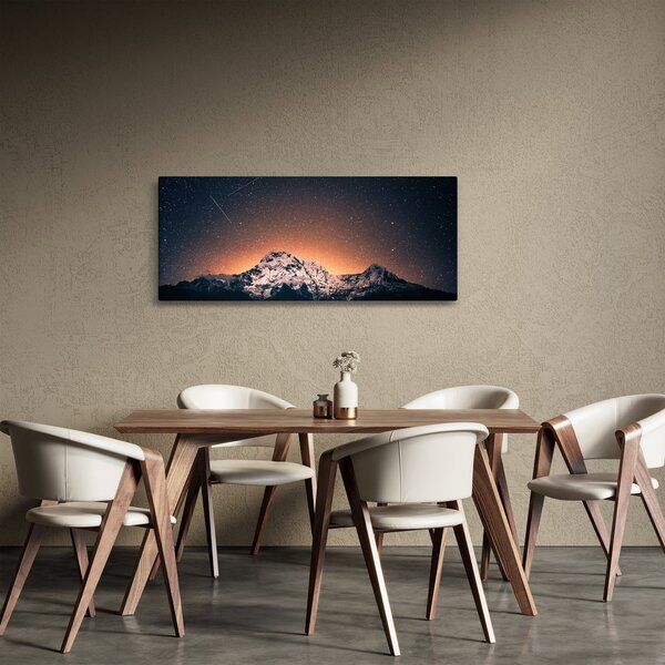 Obraz nočnej oblohy s horou (120x50 cm)