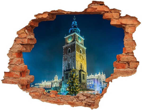 Nálepka 3D diera na stenu betón Krakov, poľsko
