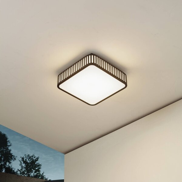 Lindby LED vonkajšie stropné svietidlo Lurinda, 26 cm čierne, IP44, Čierna, Hliník, Moderný, Stropné svetlo