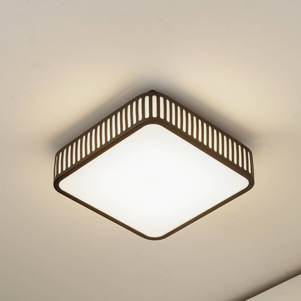 Lindby LED vonkajšie stropné svietidlo Lurinda, 26 cm čierne, IP44, Čierna, Hliník, Moderný, Stropné svetlo
