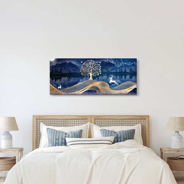 Obraz jeleňov pri splne (120x50 cm)