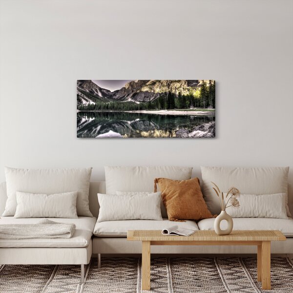 Obraz jazera v horách (120x50 cm)