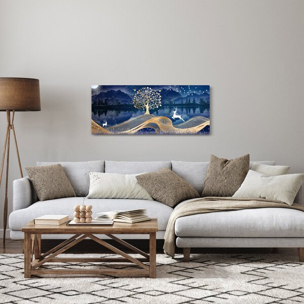 Obraz jeleňov pri splne (120x50 cm)