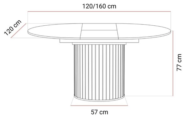 ROZKLADACÍ OKRÚHLY JEDÁLENSKÝ STÔL LANDRY KAŠMÍR 120 - 160 cm