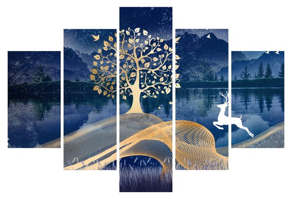 Obraz jeleňov pri splne (150x105 cm)